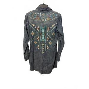 Stetson Embroidered Denim Shirt Dress Cowgirl Aesthetic Rodeo Ready Size M